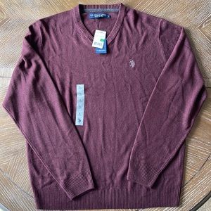 U.S. Polo Assn. Mens Solid V-Neck Long-Sleeve Sweater